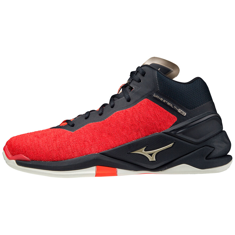 Scarpe Da Pallamano Mizuno Wave Stealth Neo Mid Uomo - Nere/Rosse/Oro - 03678-IBUM